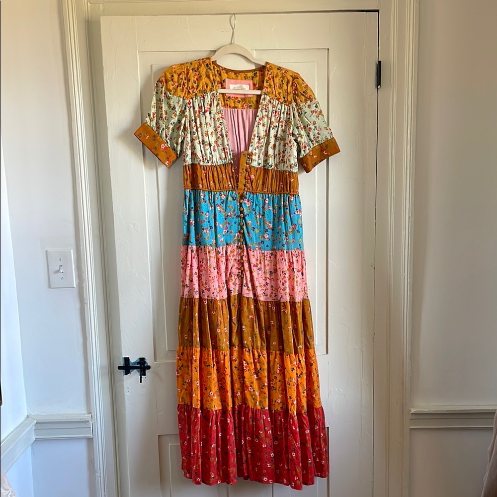 Colorful Anthropologie Floral Maxi Prairie Dress